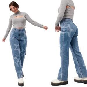 Hollister Curvy Ultra High-Rise Dad Jeans Star Print (31)